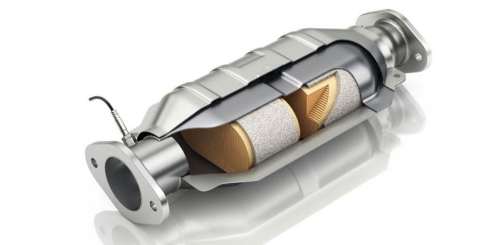 Scheme showing what's inside in the car catalytic converter